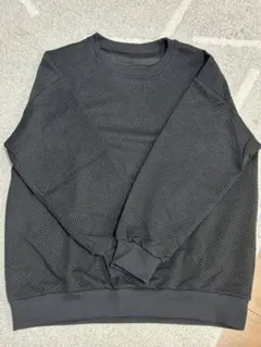 黒 長袖トレーナー 立体パターン柄 XL ブラック スウェット