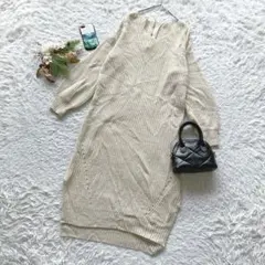 ナイスクラップ ニットワンピース ロング丈 長袖 Vネック F 体型隠し 着回し