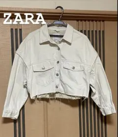 ZARA オーバーサイズホワイトデニムジャケット クロップド丈
