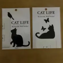 CAT LIFE リモーバブルウォールステッカー2枚