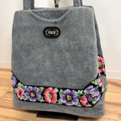 FEILER フェイラー ハンドバッグ グレー 花柄 シュニール織り トート