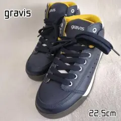 gravis 22.5cm グラビス ターマックハイカット スニーカー紺×黄のサムネイル