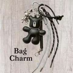 新品 じゃらじゃらキーホルダー バッグチャーム キーチャーム パラコード 熊 黒