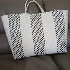 白黒ストライプ トートバッグ 大きめ
