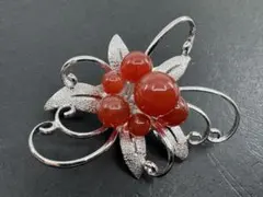 M5238 天然石　シルバー　ブローチ　ヴィンテージ アクセサリー
