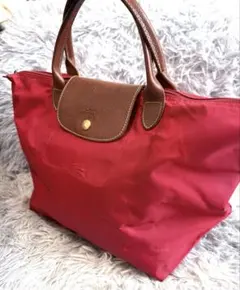 ロンシャン プリアージュ ナイロン トートバッグ 赤