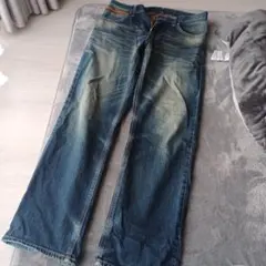 EDWIN　34インチ　ダメージ加工 ダークブルーデニム ストレート