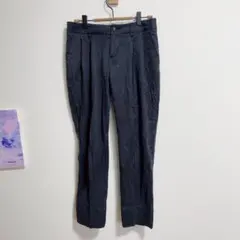 ミッシェルクラン　パンツ　キュプラ　コットン　光沢感　紺