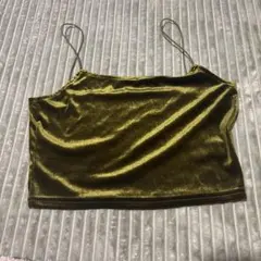 SHEIN オリーブグリーン ベルベット キャミソール