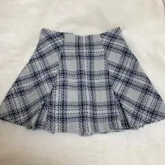 GRL インパン裏地付きツイードチェックミニスカート tu891 ブルーグレー