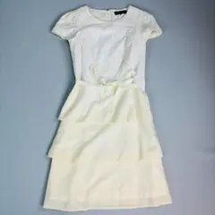 2162【美品】エムズグレイシー ワンピース レース 刺繍 ティアード ベルト付