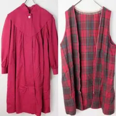 used レトロ ビンテージ 古着 チェックライナー付 聖歌隊 ロングコート