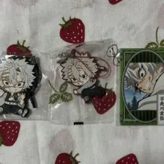 鬼滅の刃 不死川実弥 ラバーキーホルダー スクエア缶バッジ セット ガチャガチャ