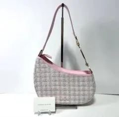 CHARLES&KEITH ツイード バッグ ピンク 未使用級