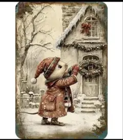 冬のウサギのものがたり　　ブリキ看板