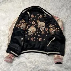 ライトアウター　PinBall スカジャン ドクロ　薄手　桜 刺繍リバーシブル