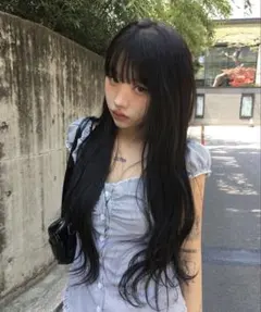 anyonemore パフフレンチスリーブブルーストライプシャーリングブラウス