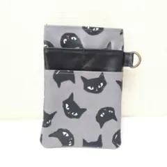 【人気】ラミネート生地☆ナースポケット☆オーガナイザー☆猫♪グレー