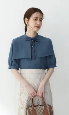 未使用品N. Natural Beauty Basic 襟付とろみ５分袖ブラウスのサムネイル