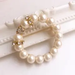 大人気☆シンプルパール＊丸ブローチ　セルフォード　アダムエロペ　入学式　卒業式