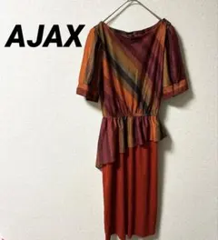 AJAX 半袖 ワンピース 赤オレンジストライプ レディース 夏