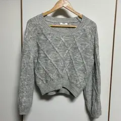 【GRL】グレイル ニット トップス ショート丈 グレー【F】
