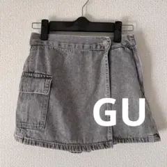 GU デニム ラップキュロットスカート ポケット付き 150