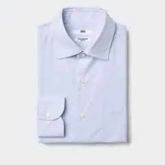 ユニクロ スーパーノンアイロンスリムフィットシャツ Mサイズ ストライプ ブルー