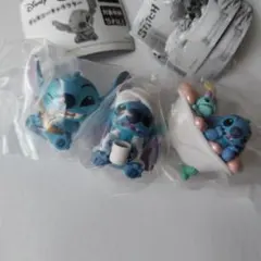 スティッチ ガチャ バスタイム×2・むぎゅっと×1 3種 フィギュア