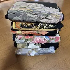 黒留袖 まとめリメイク用6枚 花　波模様　松竹梅　鳥