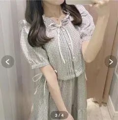Evelynビスチェ付きフリル ギンガムOP 2wayワンピース