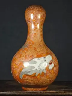 清時代 康熙年製 五彩海马纹 葫芦瓶 瓢箪形 花瓶 陶磁器 時代物 骨董品