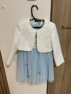水色レースドレスとジャケットセット120センチ