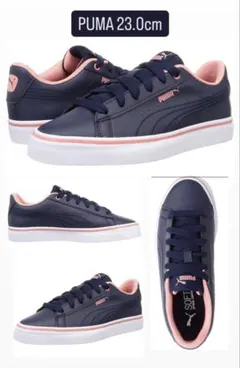 PUMA スニーカー 23.0cm ネイビー/ピンク(カーネーションピンク)