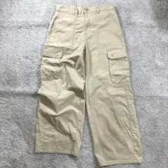 GU バレルレッグカーゴパンツ　XL ベージュ　伸縮◎ ワイド　綿混　ゆったり