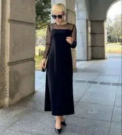 JENNE ドットチュール　シアーワンピース 黒