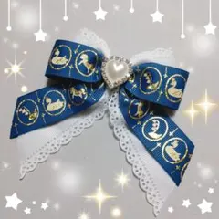 確認　たらりんヘアリボン ヘアゴム 華やかリボン　1463　白鳥　キラキラ