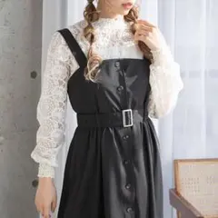 フロントボタンジャンスカワンピース ブラック ミディアム Newlyme 夢展望