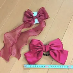 髪飾り 袴 着物 浴衣 リボン 赤 卒業式 入学式 発表会