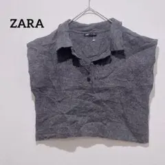 美品✨ ZARA 【XS】 グレー ノースリーブ ポロシャツ ウール46%