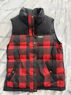 未使用L.L.Bean 赤黒チェック ダウンベスト S