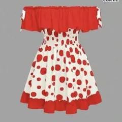 shein オフショルワンピース　ドット　ディズニー