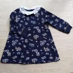 花柄ネイビー長袖ワンピース