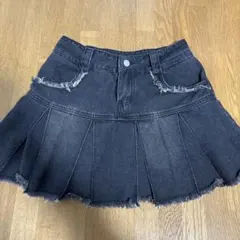 ブラックデニムプリーツスカート