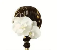 胡蝶蘭　髪飾り　4点セット　卒業式　結婚式　和装　振袖　撮影　水引　ヘアアクセ