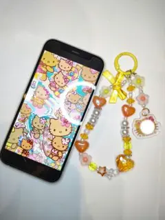 ビーズストラップ　オレンジ♡イエロー　ハンドメイド