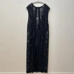 ブラックレースロングジレ