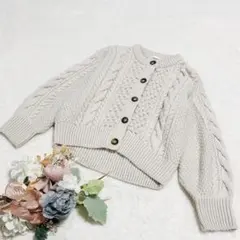 【ジーユー】GU ケーブルコクーンカーディガン ニット ベージュ M ○