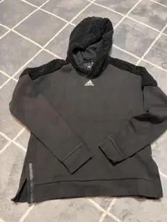 [美品] アディダス ボア切替 プルオーバー パーカー ブラック Mサイズ