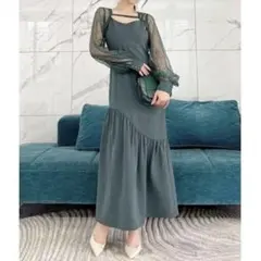 RESEXXY レースボレロキャミワンピ グリーン 細見え マーメイド お呼ばれ